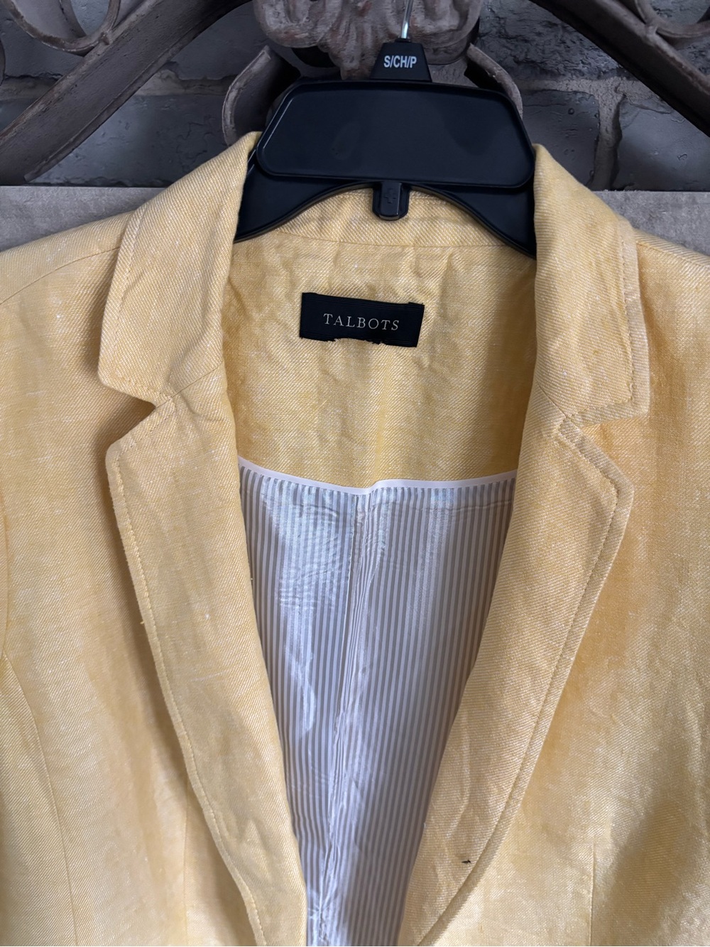 Talbots Pale Yellow Linen Blend Blazer - Picture 2 of 3